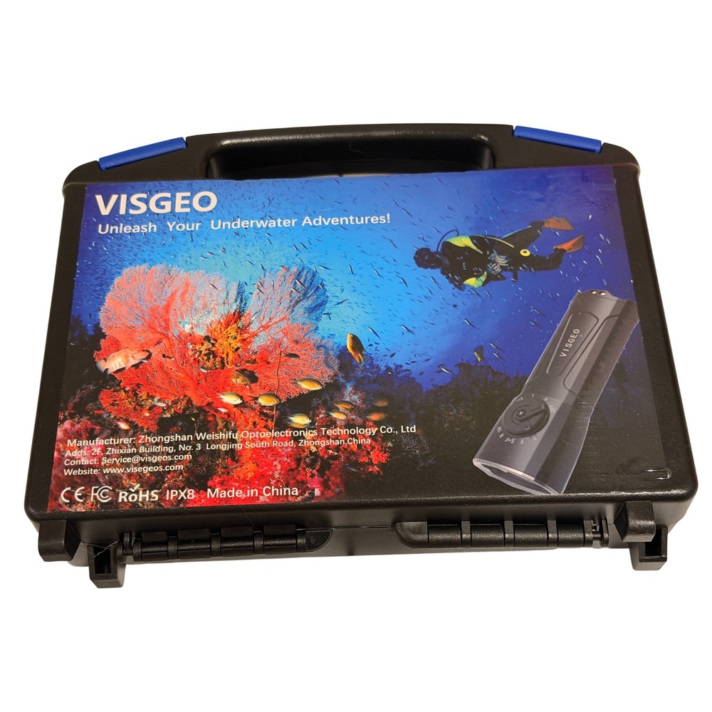 Visgeo DV60 Underwater Diving Flashlight Kit 6500 Lumens 150m IPX8 Waterproof